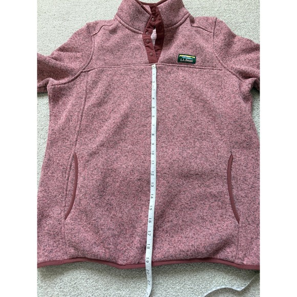 LL Bean Sweater Fleece Pullover Womens Large Rose Pink Marl Snap Neck - Picture 6 of 7